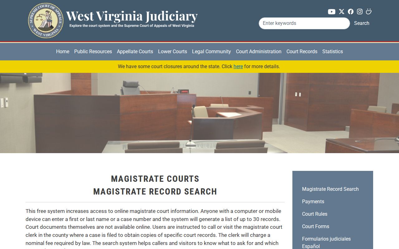 Wirt County criminal court case Magistrate Record Search information